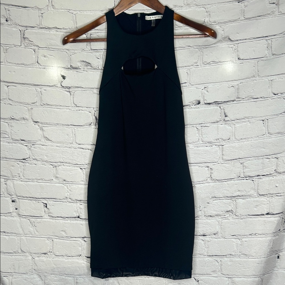 Alice + Olivia Black Cutout Sleeveless Sheath Bodycon Dress Size 4